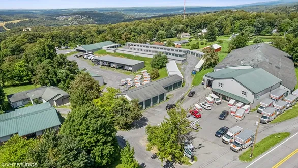 Aerial View of storage facility with covered parking.
