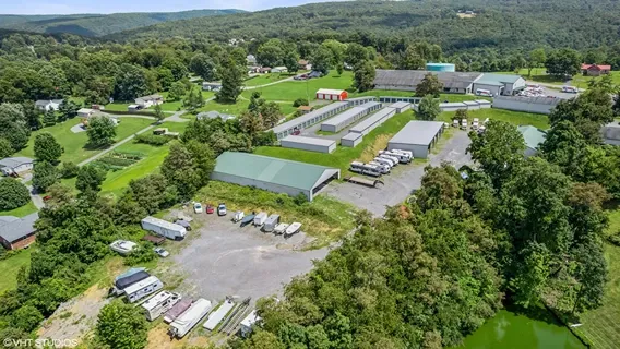 Aerial view of storage facility.