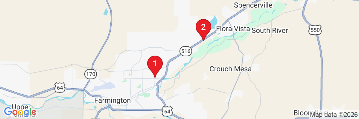 Map showing facility locations