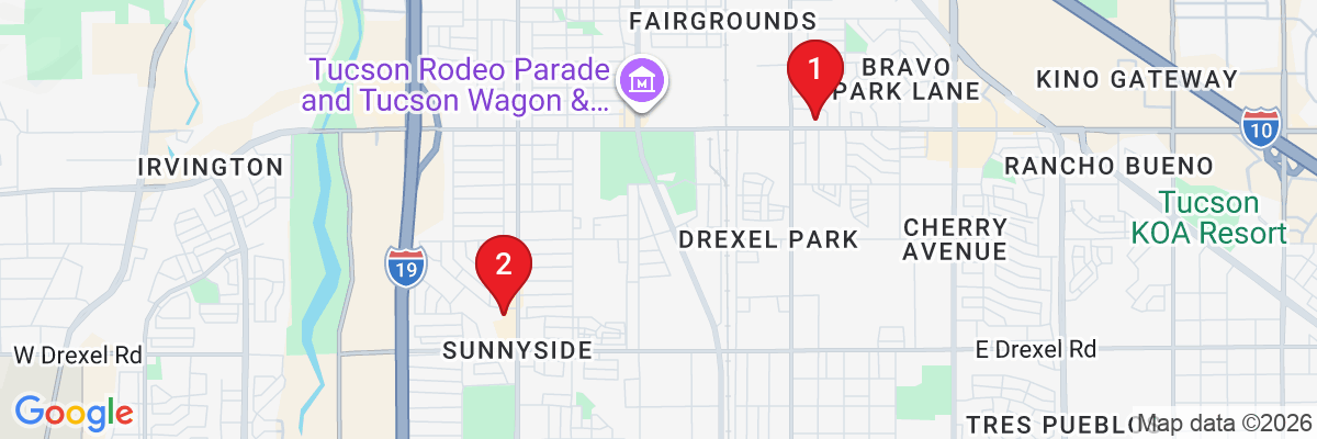 Map showing facility locations