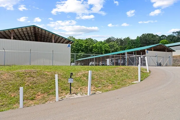Gate keypad of storage facility.