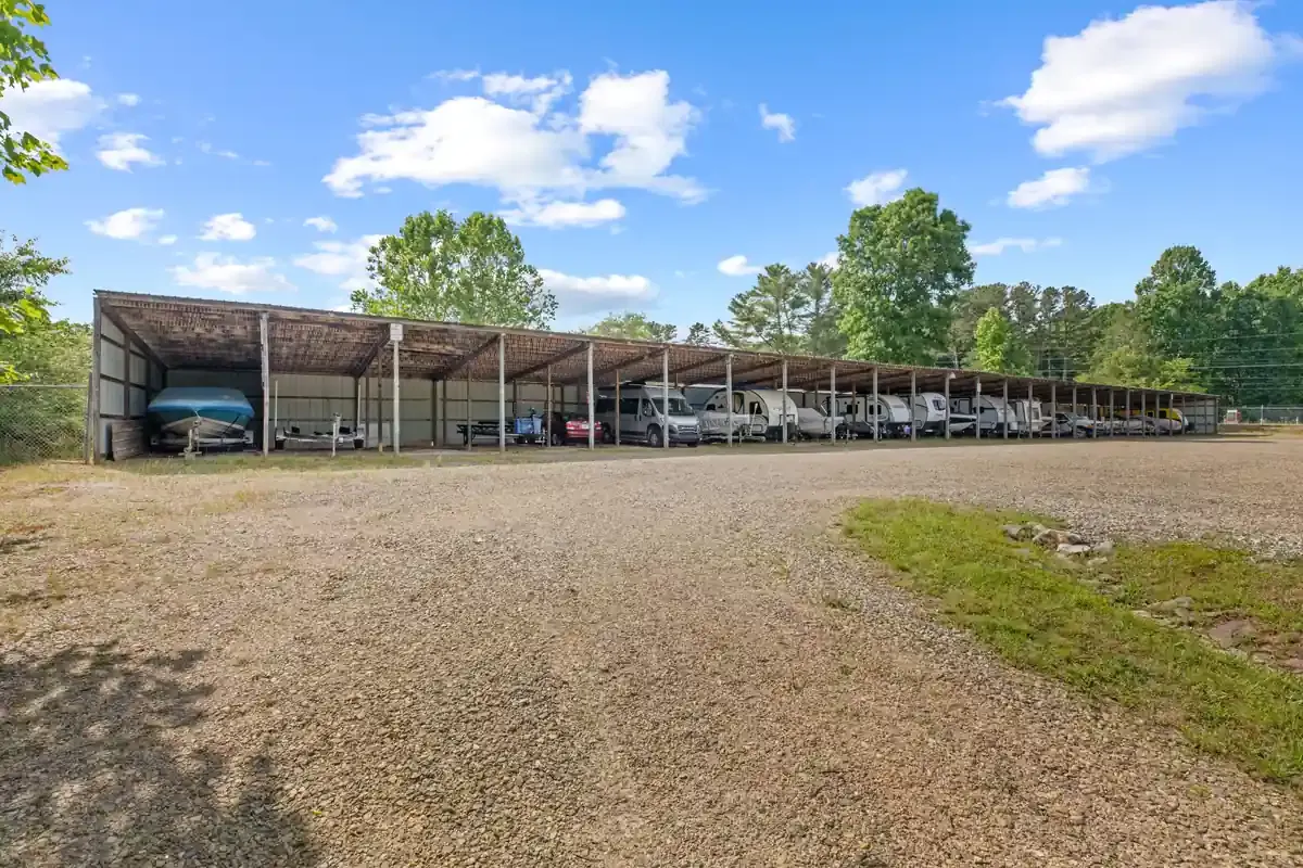 Outdoor covered storage for boats and RVs