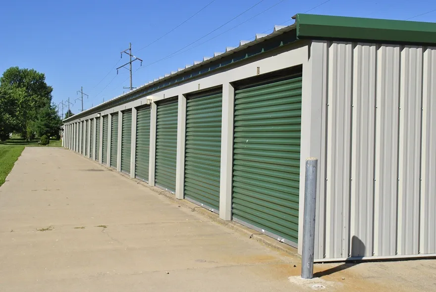 Row of outdoor medium storage.