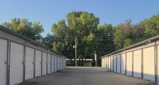 Row of outdoor storage units.