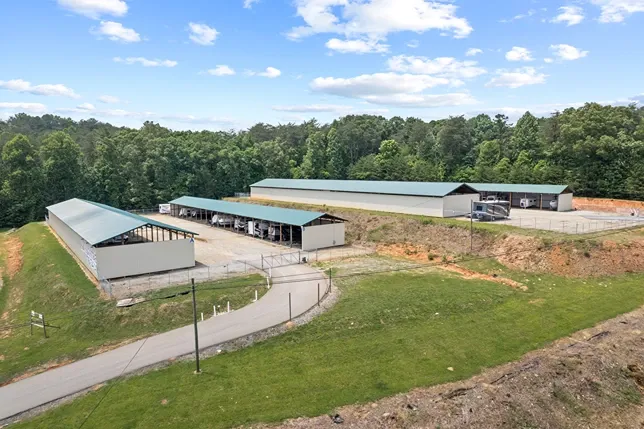 Entrance of covered parking facility.