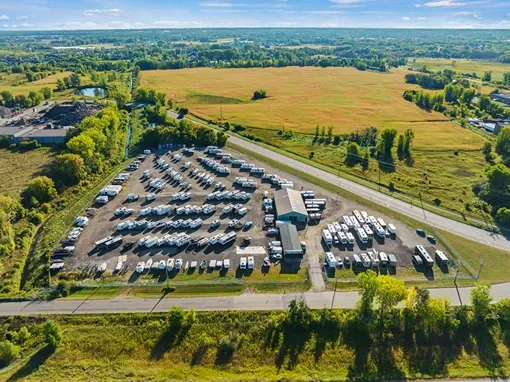 Aerial view of the White Bear RV and Boat Storage Facility.