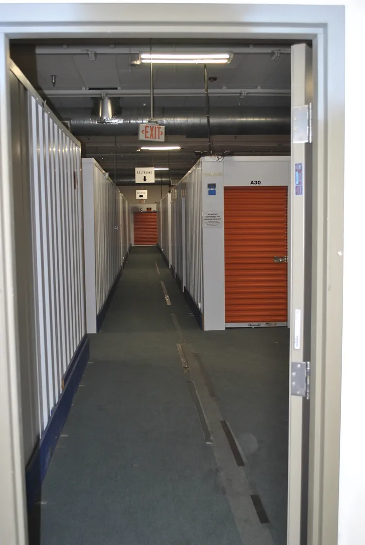 Row of indoor storage lockers.