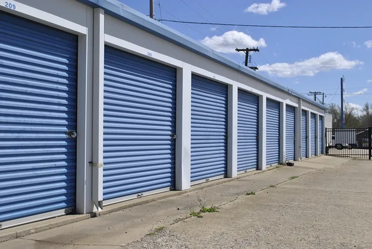Outdoor storage units at Bloomington Self Storage.
