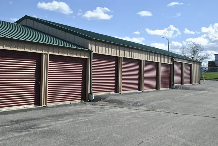 Row of rollup storage units.