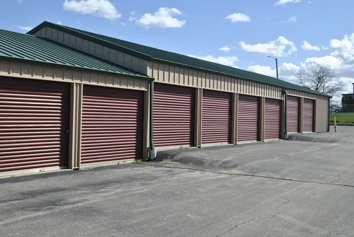 Row of rollup storage units.