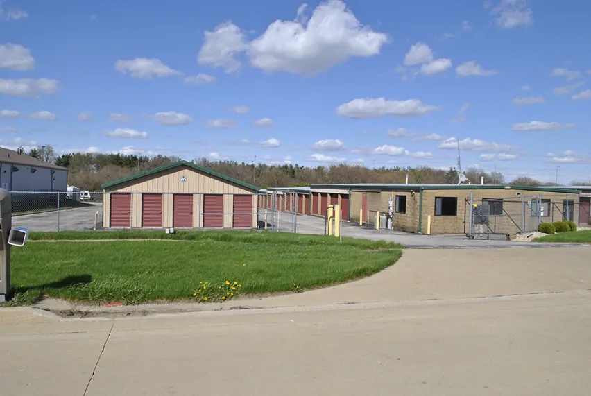 Entrance of gated storage facility.