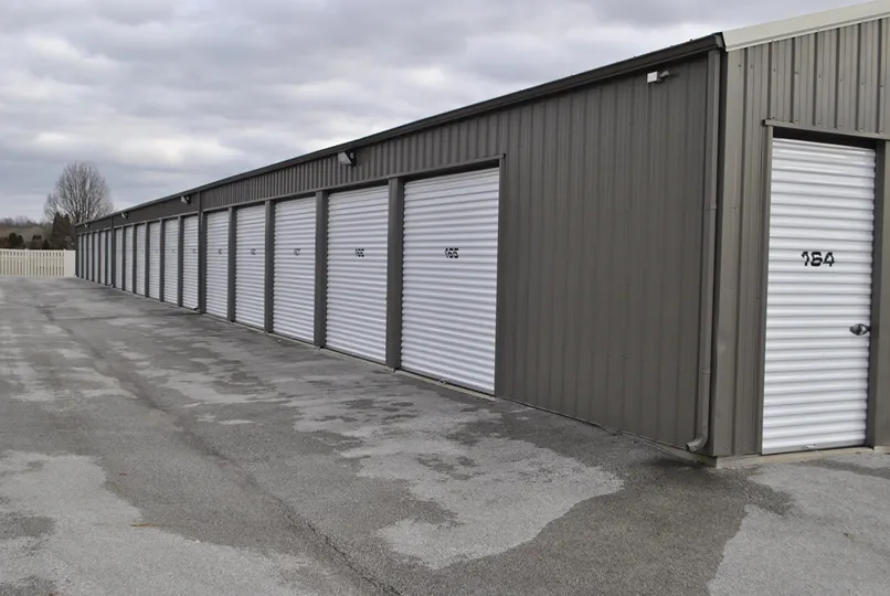 Outdoor storage units at Planet Self Storage facility.
