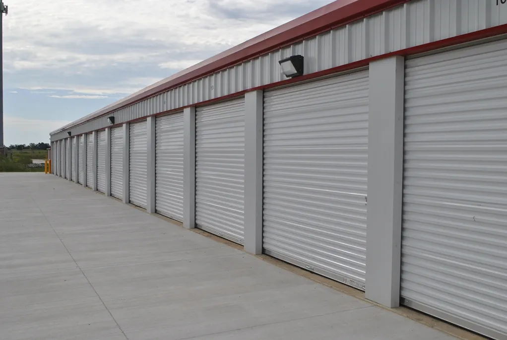 Paved outdoor large storage units.