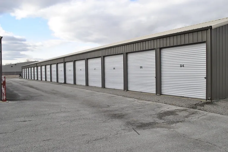 Paved outdoor medium storage units.