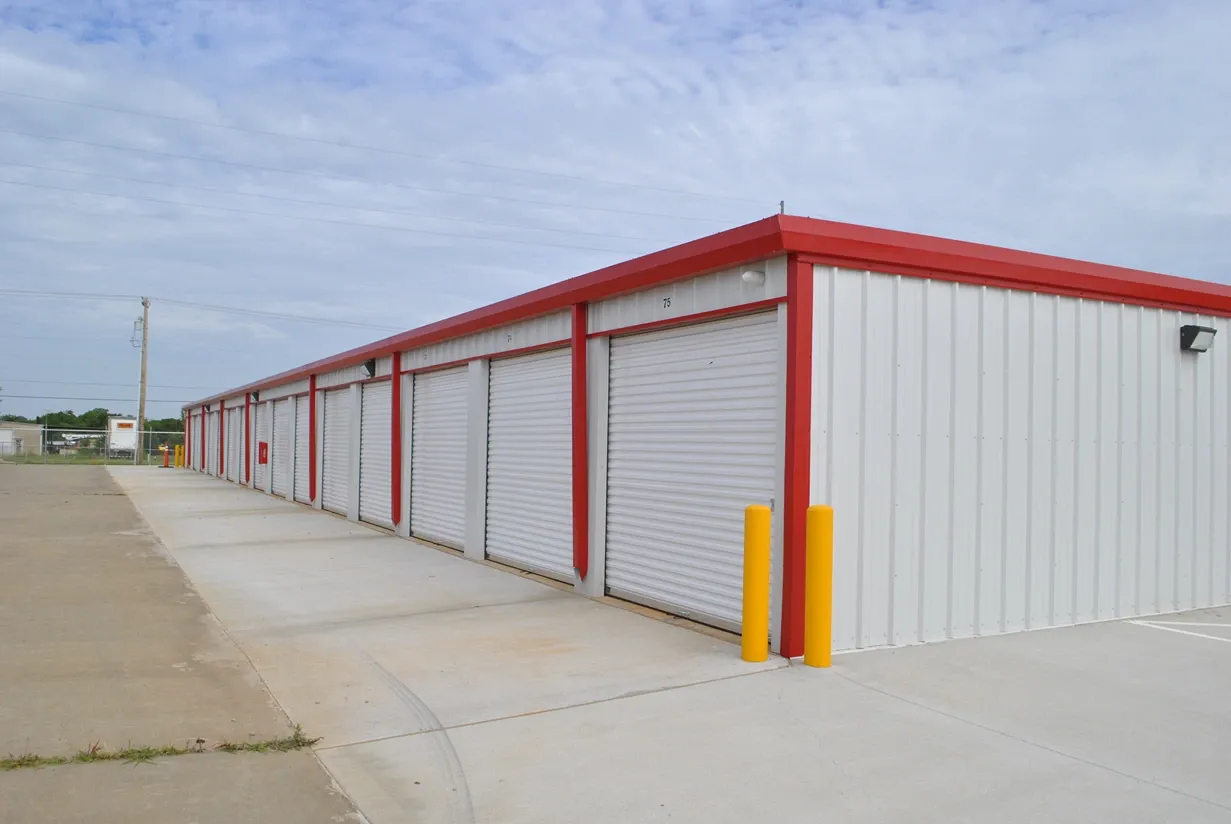 Outdoor storage units with drive up at OKC Storage Center storage facility.
