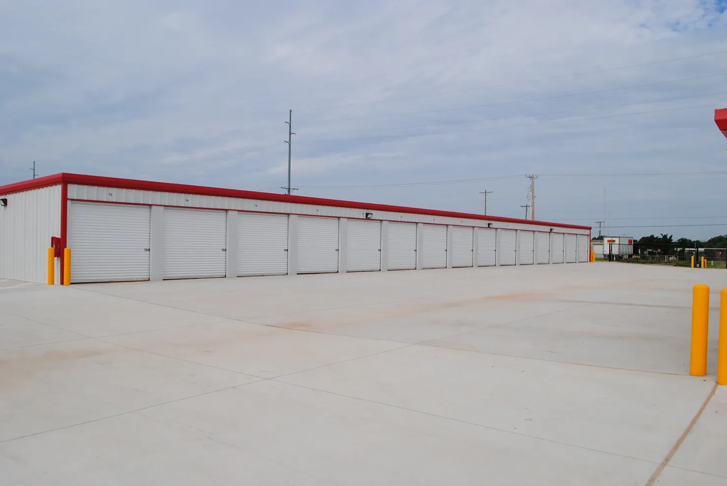 Paved outdoor storage units.