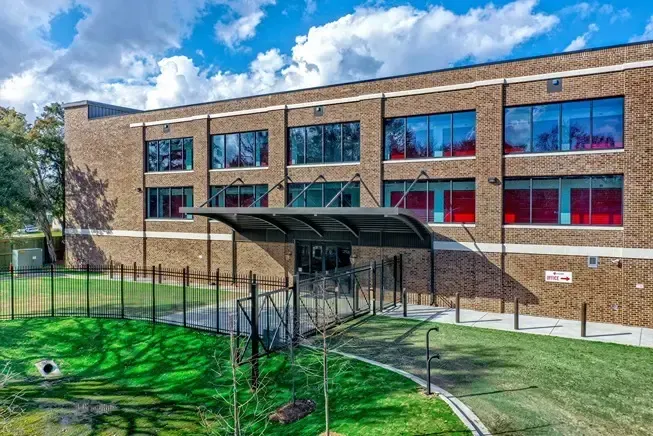 Overhang above a storage unit entrance