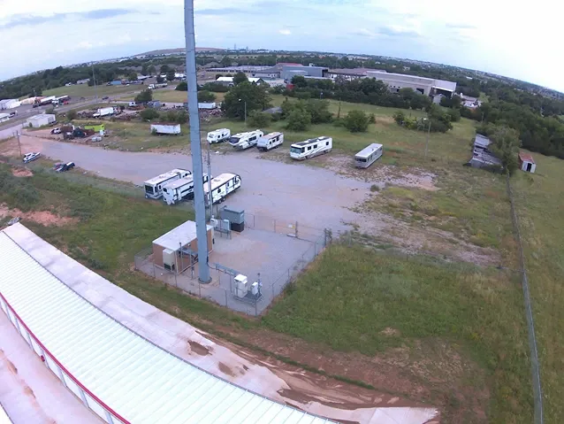 Aerial view of rv storage parking.