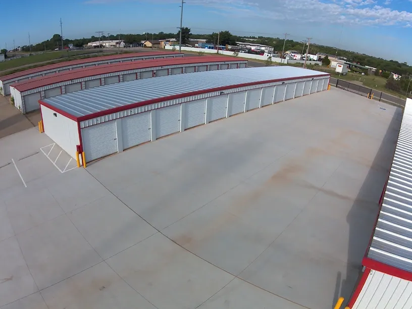 Aerial view of paved ground units.