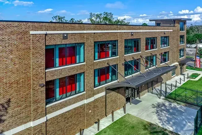 Three story storage facility exterior