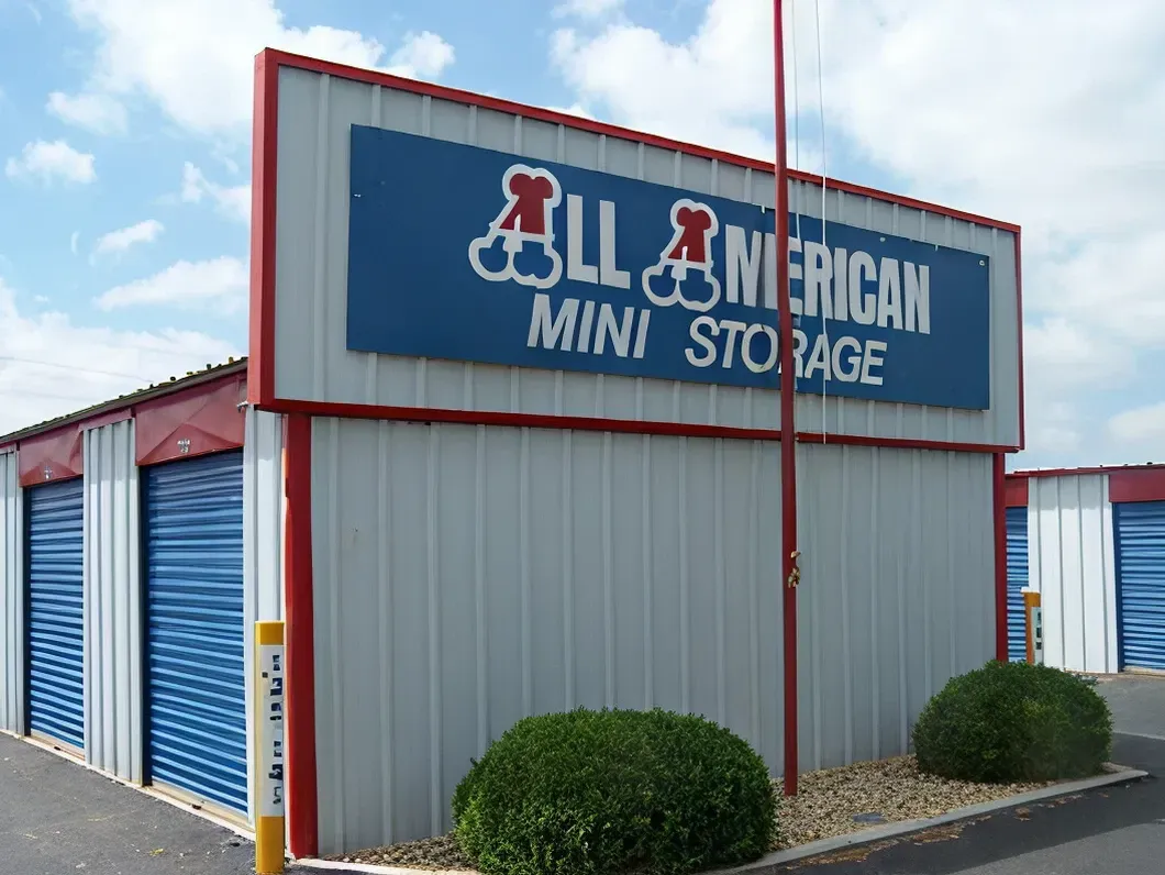 all american storage signage on building in lubbock tx