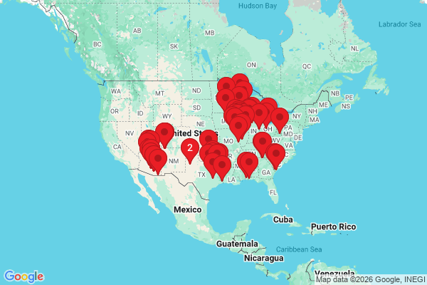 Map showing facility locations